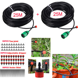 25M-100M Automatisch Bewässerungssystem Bewässerung Tropfschlauch Garten +Timer`