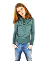 NAKETANO Damen-Langarm-Sweatshirt aus Baumwollmischung mit Stehkragen, Größe S