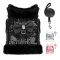 Glitzer Hundegeschirr mit Leine Fleece Softgeschirr Brustgeschirr Warm Weste