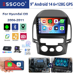 6+128G Autoradio DAB+ 8 Core Carplay Android 14 Für Hyundai i30 2006-11 GPS Navi