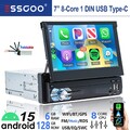 128G 8-Core Android 15 Carplay Autoradio GPS Navi AM RDS Bluetooth 4G WiFi 1 DIN
