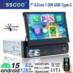 128G 8-Core Android 15 Carplay Autoradio GPS Navi AM RDS Bluetooth 4G WiFi 1 DIN