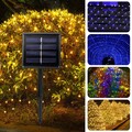 Solar LED Lichternetz Lichtervorhang Lichterkette Netzlicht Garten Außen 8 Modi