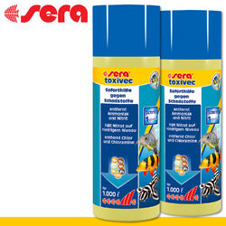 sera 2x 500ml toxivec Soforthilfe gegen Schadstoffe Nitrit Nitrat NO3 NO2 Schutz