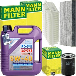 MANN INSPEKTIONSPAKET+LIQUI MOLY 5W-40 ÖL passend für TOYOTA AVENSIS T25 2.0+2.4