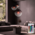 RGB LED Chrom Pendel Rauch Glas Decken Leuchte Ess Zimmer Fernbedienung dimmbar