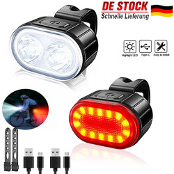 LED Fahrradlicht Set Fahrradbeleuchtung Scheinwerfer Vorne Hinten Fahrad Lampe