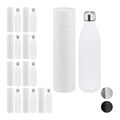 10 x Thermo Trinkflasche, Vakuumflasche, weiß, Isolierflasche Edelstahl, 1 Liter