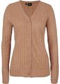 Strick-Jacke m Rippstruktur Gr. 36/38 Camel Damen-Pullover Langarm Cardigan Neu*