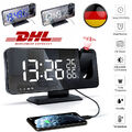 LED Radiowecker mit Projektion Digital Dimmbar Tischuhr Alarm USB FM - DHL