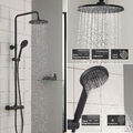 Regendusche Schwarz mit Thermostat Duschsystem Duscharmatur Handbrause Duschset 