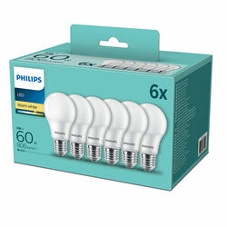 6er-Set Philips LED Birne E27 8W  806Lm 2700K warmweiss wie 60W