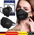 100/50/10 x FFP2 Maske Schwarz Mundschutz Atemschutz 5-lagig zertifiziert CE2163