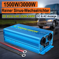 1500W 3000W Wechselrichter 12V zu 230V LCD Reiner Sinus Spannungswandler Campen