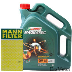 5L MOTOROEL CASTROL MAGNATEC 5W40 A3/B4 MIT MANN FILTER OELFILTER W 936/2