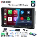 DAB+ 2 DIN Carplay 7" Autoradio Android 15 4+64G GPS Navi SWC +MIK Kamera