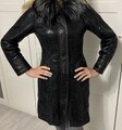 Damen Lammfellmantel Schwarz Gr. 40 – Eleganter Echtleder-Mantel mit Fellkragen