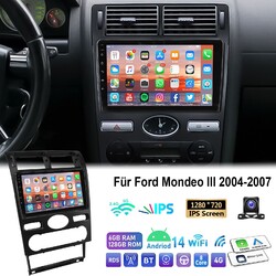 9" Android 14 6+128G 8 Core Carplay Autoradio GPS KAM+ Für Ford Mondeo 2004-2007