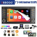 2+64G Android 13 DAB+ Carplay Autoradio Für VW T5 Transporter Touareg GPS BT Kam