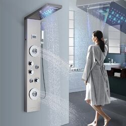LED Duschsystem Duschpaneel Duschsäulen aus Edelstahl Duschset 5 Funktionen DE