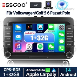 Autoradio Android CarPlay Navi Chatgpt Für VW GOLF 5 6 Passat Touran EOS DAB+KAM