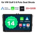 9" Apple Carplay Android 14 Autoradio GPS Navi Für 2 DIN VW GOLF 5 6 Passat Polo