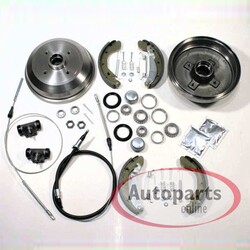 Bremstrommel Set Ø 180 mm Backen Radlager Bremsseile hinten für VW Golf I Cabrio