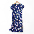 Damen Nachthemden Kurzarm Sommer DRUCK Nachtkleid Nachtwäsche Shirts Tops GRÖSSE