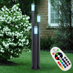 RGB LED Steh Lampe dimmbar Hof Außen Stand Leuchte Garten Strahler Fernbedienung