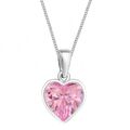 Zirkonia Herz Anhänger Hals Kette 925 Sterling Silber Herzkette 