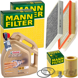 MANN INSPEKTIONSPAKET+5L CASTROL 5W-30 MOTORÖL passend für OPEL ZAFIRA B 1.9CDTI