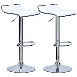 Barhocker Barstuhl 2er Set Tresenhocker Kunstleder Hocker Stuhl Weiss BH28ws-2