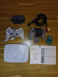 Sony PlayStation 1 Spielekonsole mit 2 Controller, Kabel, 9 Spiele, Memory card
