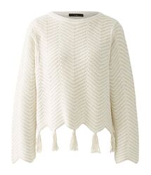 OUI Strickpullover in 3 D-Optik mit Fransen in Offwhite  NEU