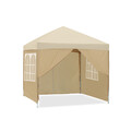 2×2m Pavillon Zelt Faltpavillon mit 4 Seitenteilen Pop-Up Partyzelt Beige Zelt
