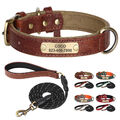 Personalisiert Hundehalsband & Leine Weiches Leder mit Namen Gravur Verstellbar