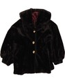 Vintage Damen Oversize Kunstfell Mantel UK 14 Medium Schwarz BY30