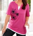 Schickes SHIRT pink-weiss KURZARM Gr.44 oder 46 NEU