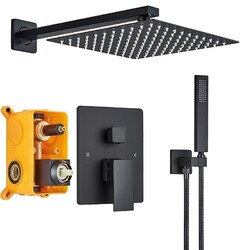 Schwarz Unterputz Duscharmatur Set Regendusche Duschsystem Mischbatterie iBox