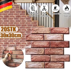 20stk. 3D Selbstklebend Tapeten Wandpaneele Steinoptik Ziegelstein Wandaufkleber