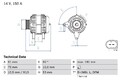 Lichtmaschine Generator Bosch für BMW E46 Land Rover 2000 - 2006 0986045251