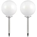 Solarleuchte Kugellampe Außenleuchte weiß silber LED Gartenlampe D 30cm 2er Set