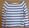 dünner H&M Sommer Feinstrick Pullover Gr. M / 38-40 weiß blau gestreift