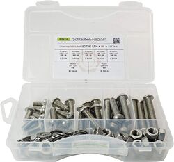 Sortiment Linsenkopfschrauben ISO 7380 VA A2 V2A Torx mit Muttern und Scheiben