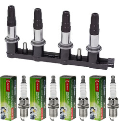 NTY Zündspule + 4x DENSO Zündkerze für Saab 9-3 Cabriolet YS3D 2.0 Turbo