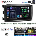 4+64G Android 13 Autoradio GPS Nav DAB+ CarPlay Für Smart Fortwo 451 2005-2010