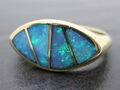 GOLDJUNGE69 * TERRA OPALIS EDELSTEIN RING (20) 4x KRISTALL OPAL INLAY 585er GELB