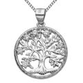 Lebensbaum Anhänger echt 925er Silber Halskette Zirkonia Geschenk für Frauen