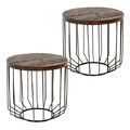 2er Set Couchtisch Beistelltisch Sofatisch Korbtisch Massivholz Holz WOMO-DESIGN