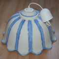Keramik Lampe Pendelleuchte Vintage Hängelampe Schirm Röckchen gestreift Decken